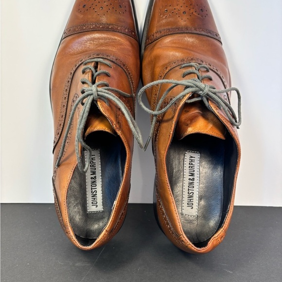 Johnston & Murphy Tan Leather Oxford Brogue Cap Toe Dress Shoes | Size 11.5 main image 3